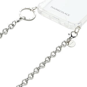 PHONECKLACE iPhone 15用チェーンショルダーストラップ付きクリアケース シルバー PN25558I15-イメージ2