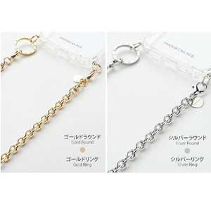 PHONECKLACE iPhone 15用チェーンショルダーストラップ付きクリアケース ゴールド PN25559I15-イメージ7