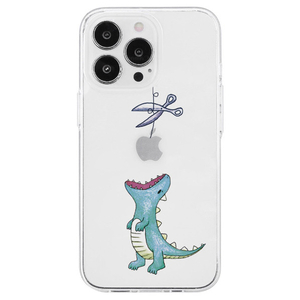 AKAN iPhone 14 Pro Max用ソフトクリアケース はらぺこザウルス グリーン AK23559I14PM-イメージ1