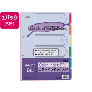 テージー カラーインデックスPP A4タテ 6山 2穴 5冊 FCU3595-IN-1406-イメージ1