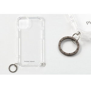 PHONECKLACE iPhone 15用ロープショルダーストラップ付きクリアケース グレー PN25560I15-イメージ12