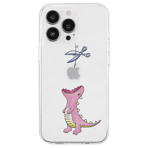 AKAN iPhone 14 Pro Max用ソフトクリアケース はらぺこザウルス ピンク AK23560I14PM-イメージ1
