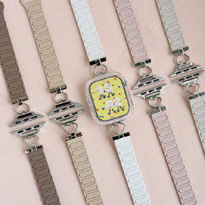 GAACAL Apple Watch 1-11/SE1-3 38/40/41/42(10-11)mm ハートデザインマグネット式シリコンバンド シャンパンゴールド W00606SGA-イメージ2