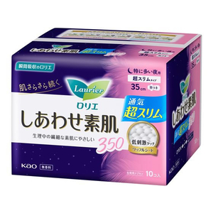 KAO ロリエ しあわせ素肌 超スリム 特に多い夜用350羽付10個 F024577-イメージ1