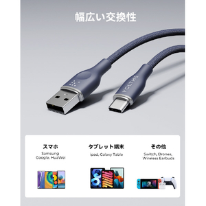 VOLTME PowerLink Rugg USB-A & USB-C ケーブル(編込み) ブルー C2151-イメージ4