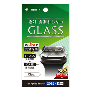 トリニティ Apple Watch 46mm Series 12用 アルミノシリケート 高透明 ガラス一体型PCケース クリア TR-AW2647-GLPC-CSCCL-イメージ1