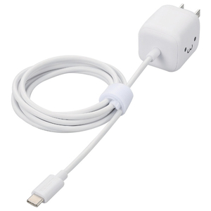 エレコム USB Power Delivery 20W AC充電器(Cケーブル一体型/1．5m) しろちゃん(ホワイト×ブラック) MPA-ACCP7420WF-イメージ1