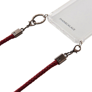 PHONECKLACE iPhone 15用ロープショルダーストラップ付きクリアケース ダークレッド PN25562I15-イメージ2
