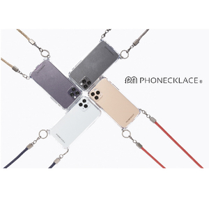 PHONECKLACE iPhone 15用ロープショルダーストラップ付きクリアケース ダークレッド PN25562I15-イメージ4