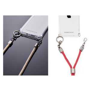 PHONECKLACE iPhone 15用ロープショルダーストラップ付きクリアケース ダークレッド PN25562I15-イメージ7