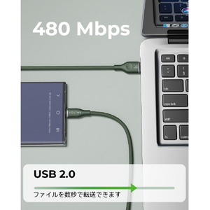 VOLTME PowerLink Rugg USB-A & USB-C ケーブル(編込み) グリーン C2152-イメージ3