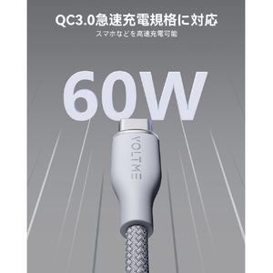 VOLTME PowerLink Rugg USB-A & USB-C ケーブル(編込み) グレー C2153-イメージ2