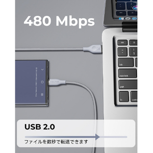 VOLTME PowerLink Rugg USB-A & USB-C ケーブル(編込み) グレー C2153-イメージ3