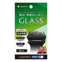トリニティ Apple Watch 46mm Series 12用 アルミノシリケート 高透明 ガラス一体型PCケース ブラック TR-AW2647-GLPC-GOCBK