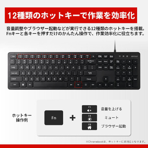 バッファロー USB接続 有線英字配列キーボード ブラック BSKBU110ENBK-イメージ6