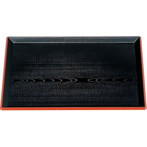 若泉漆器 富士長手木目盆 黒渕朱 尺8寸 ABS樹脂 FC744LC-1214380-イメージ1