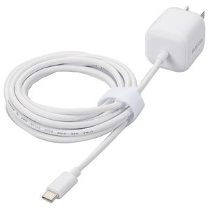 エレコム USB Power Delivery 20W AC充電器(Cケーブル一体型/2．5m) ホワイト MPA-ACCP7520WH-イメージ1