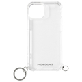 PHONECKLACE iPhone 15用ストラップ用リング付きクリアケース シルバーチャーム PN25564I15