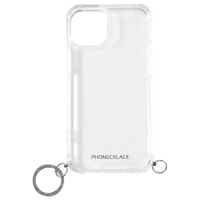 PHONECKLACE iPhone 15用ストラップ用リング付きクリアケース シルバーチャーム PN25564I15