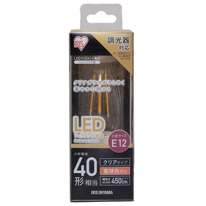 アイリスオーヤマ LEDフィラメント電球 E12口金 全光束450lm(4W小形電球タイプ・クリア) 電球色相当 ｸﾘｱ LDC4L-G-E12/D-FC-イメージ2