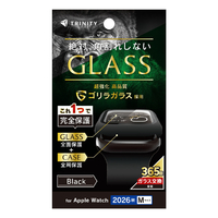 トリニティ Apple Watch 46mm Series 12用 ゴリラガラス 高透明 ガラス一体型PCケース ブラック TR-AW2647-GLPC-K9CBK