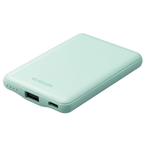 エレコム 薄型コンパクトモバイルバッテリー(5000mAh/2．4A/Cx1+Ax1) グリーン DE-C37-5000GN-イメージ1