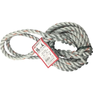 ユタカメイク 台付ロープ PE&PP混紡ロープ 16mm×4m グレー164 FC826GK-8552748-イメージ1