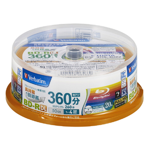 Verbatim 録画用50GB 4倍速 BD-R DL ブルーレイディスク スピンドルケース 20枚入り VBR260YP20SV1 Verbatim 録画用50GB 4倍速 BD-R DL ブルーレイディスク スピンドルケース 20枚入り VBR260YP20SV1