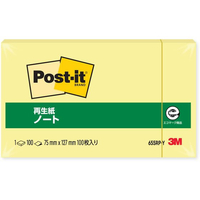 3M ポスト・イット ノート 再生紙 75×127mm イエロー 1冊 F803225-655RP-Y