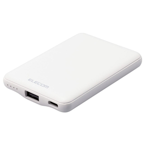 エレコム 薄型コンパクトモバイルバッテリー(5000mAh/2．4A/Cx1+Ax1) ホワイト DE-C37-5000WH-イメージ1