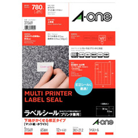 エーワン ラベルシール 下地がかくせる修正タイプ マット紙・ホワイト A4判 65面 四辺余白付 12シート入り 31569