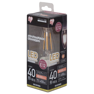 アイリスオーヤマ LEDフィラメント電球 E12口金 全光束450lm(3.2W小形電球タイプ・クリア) 電球色相当 クリア LDC3L-G-E12-FC アイリスオーヤマ LEDフィラメント電球 E12口金 全光束450lm(3.2W小形電球タイプ・クリア) 電球色相当 クリア LDC3L-G-E12-FC