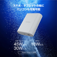 エレコム DE-C55L-9000LGY ナトリウムイオン電池モバイルバッテリー