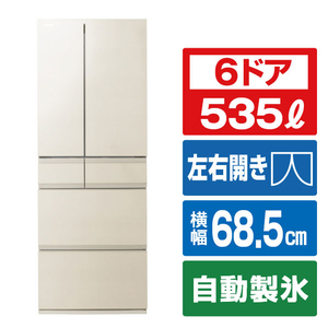 東芝 【フレンチドア】535L 6ドア冷蔵庫 グレインアイボリー GR-A540WF(UC)-イメージ1