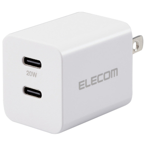エレコム USB Power Delivery 20W AC充電器(C×2) ホワイト MPA-ACCP35WH エレコム USB Power Delivery 20W AC充電器(C×2) ホワイト MPA-ACCP35WH