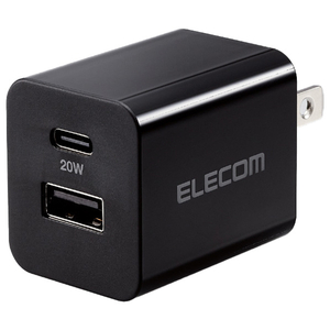 エレコム USB Power Delivery 20W AC充電器(C×1+A×1) ブラック MPA-ACCP36BK-イメージ1