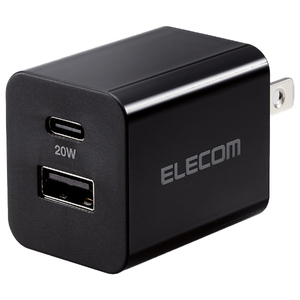 エレコム USB Power Delivery 20W AC充電器(C×1+A×1) ブラック MPA-ACCP36BK エレコム USB Power Delivery 20W AC充電器(C×1+A×1) ブラック MPA-ACCP36BK