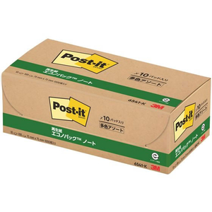 3M ポスト・イット ノート 再生紙 エコノパック 75×75mm パステル 4色 10冊 F803231-6541-K-イメージ3
