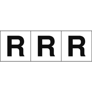 トラスコ中山 TRUSCO アルファベットステッカー 30×30 「R」 白地／黒文字 3枚 3枚粘着シール3030英字｢R｣ FC107GB-4388682-イメージ1
