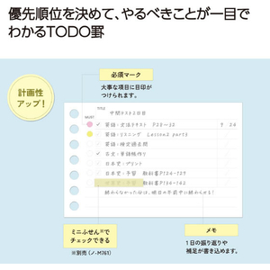コクヨ キャンパス 優先順位が分かるTODOルーズリーフ A7サイズ 50枚 FCJ624R-ﾉ-M891-イメージ2