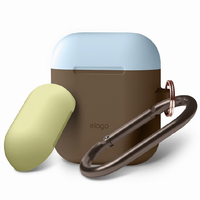 elago AirPods DUO HANG CASE カラビナ付き ダークブラウン EL_APDCSSCDD_DB
