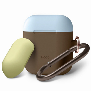 elago AirPods DUO HANG CASE カラビナ付き ダークブラウン EL_APDCSSCDD_DB-イメージ1