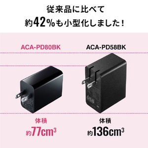 サンワサプライ USB PD対応AC充電器(PD45W・TypeCケーブル付き) ブラック ACA-PD80BK-イメージ15