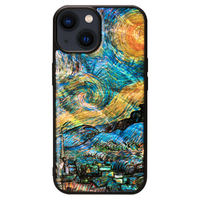 ikins iPhone 14用天然貝ケース 名画シリーズ 星月夜 I23573I14