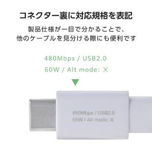 エレコム まとまるマグネットケーブル(USB Type-C - USB Type-C/フラット) 1m ホワイト MPA-CCTMGF10WH-イメージ8