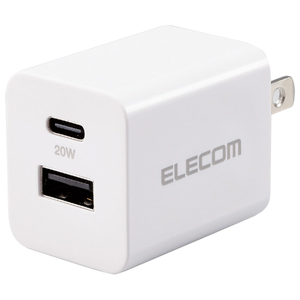 エレコム USB Power Delivery 20W AC充電器(C×1+A×1) ホワイト MPA-ACCP36WH-イメージ1