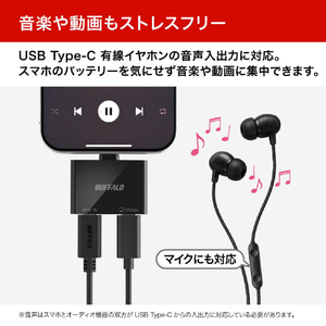 バッファロー スマホ・タブレット向け USB-C 2ポートハブ PD対応 ブラック BSHM2U100C1PBK-イメージ9