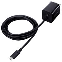 エレコム USB Power Delivery 20W AC充電器(C×1+Cケーブル一体) ブラック MPAACCP37BK