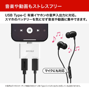 バッファロー スマホ・タブレット向け USB-C 2ポートハブ PD対応 ホワイト BSHM2U100C1PWH-イメージ9