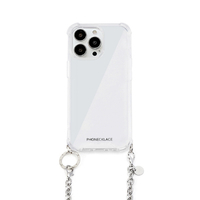 PHONECKLACE iPhone 15 Pro用チェーンショルダーストラップ付きクリアケース シルバー PN25574I15PR
